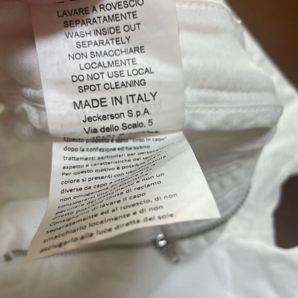 Jeckerson White Denim Jeans Sz. 24 Made in Italy Runs 26” - Picture 10 of 12